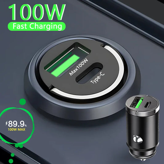 Charge 2 Devices Fast & Safe: 100W & 30W Car Charger